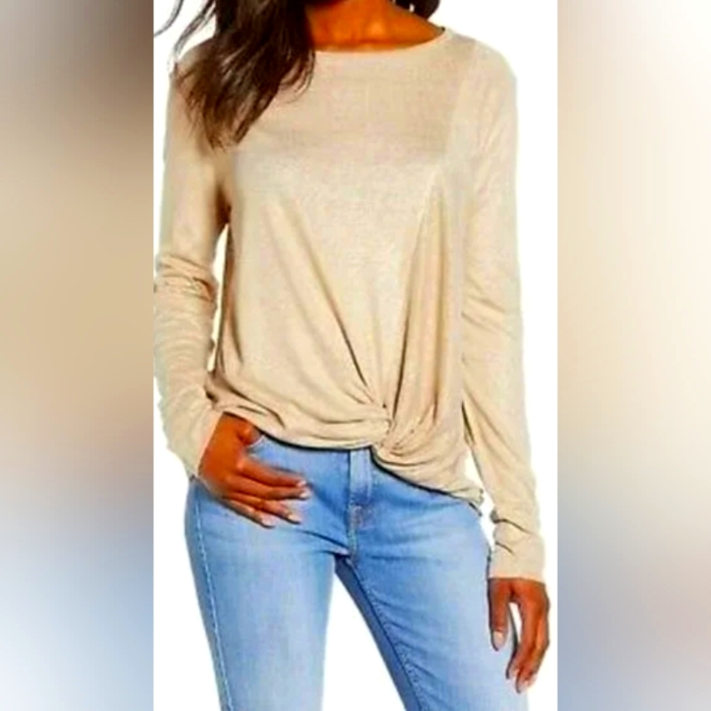 Women's Beige Long Sleeve Top